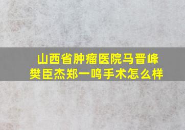 山西省肿瘤医院马晋峰樊臣杰郑一鸣手术怎么样