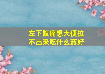 左下腹痛想大便拉不出来吃什么药好