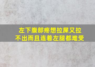 左下腹部疼想拉屎又拉不出而且连着左腿都难受