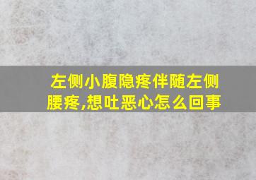 左侧小腹隐疼伴随左侧腰疼,想吐恶心怎么回事