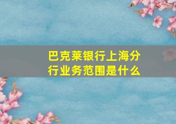 巴克莱银行上海分行业务范围是什么