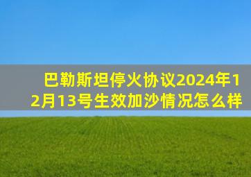 巴勒斯坦停火协议2024年12月13号生效加沙情况怎么样