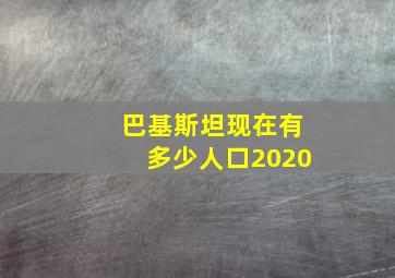 巴基斯坦现在有多少人口2020