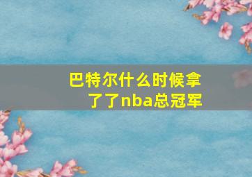 巴特尔什么时候拿了了nba总冠军