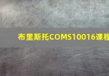 布里斯托COMS10016课程