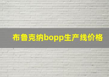 布鲁克纳bopp生产线价格