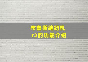 布鲁斯缝纫机r3的功能介绍