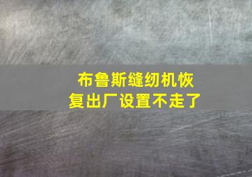 布鲁斯缝纫机恢复出厂设置不走了