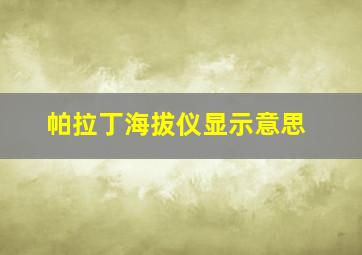 帕拉丁海拔仪显示意思