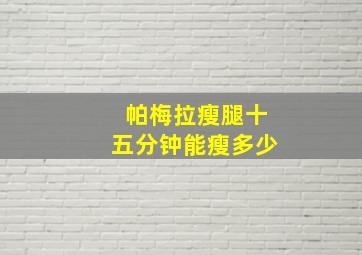 帕梅拉瘦腿十五分钟能瘦多少