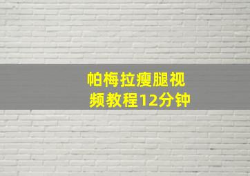 帕梅拉瘦腿视频教程12分钟