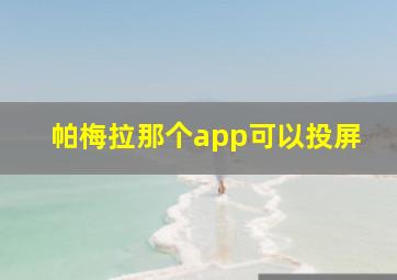 帕梅拉那个app可以投屏