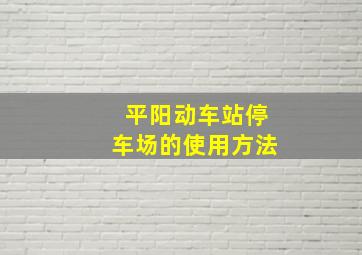 平阳动车站停车场的使用方法