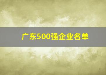 广东500强企业名单