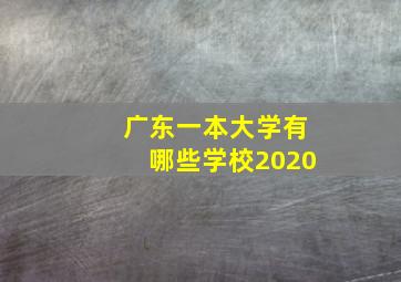 广东一本大学有哪些学校2020