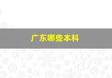 广东哪些本科