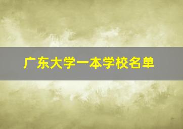 广东大学一本学校名单