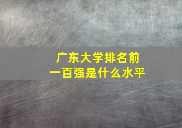 广东大学排名前一百强是什么水平