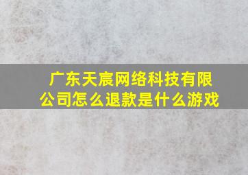 广东天宸网络科技有限公司怎么退款是什么游戏