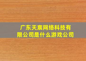 广东天宸网络科技有限公司是什么游戏公司