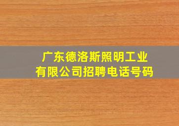 广东德洛斯照明工业有限公司招聘电话号码