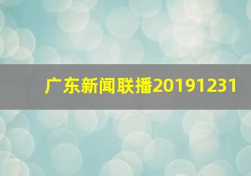 广东新闻联播20191231