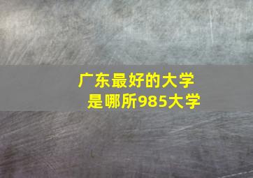 广东最好的大学是哪所985大学