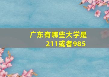 广东有哪些大学是211或者985