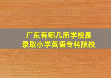 广东有哪几所学校是录取小学英语专科院校