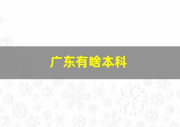 广东有啥本科