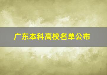 广东本科高校名单公布