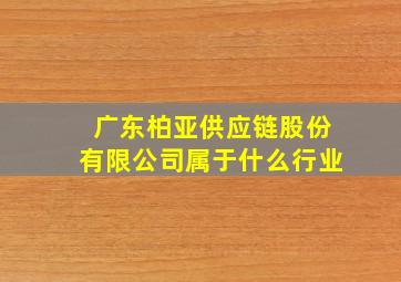 广东柏亚供应链股份有限公司属于什么行业