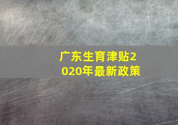 广东生育津贴2020年最新政策