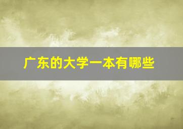 广东的大学一本有哪些