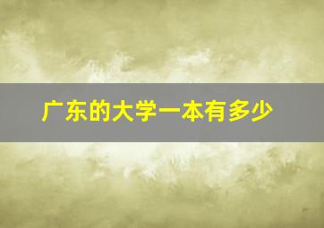 广东的大学一本有多少