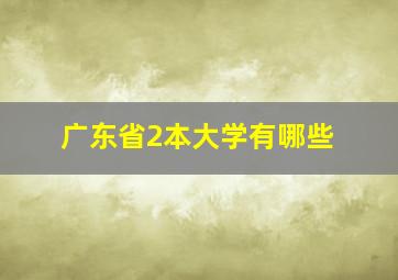 广东省2本大学有哪些