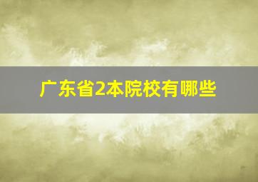 广东省2本院校有哪些