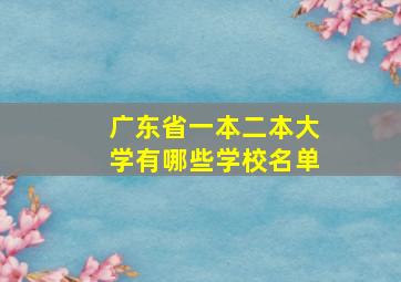 广东省一本二本大学有哪些学校名单