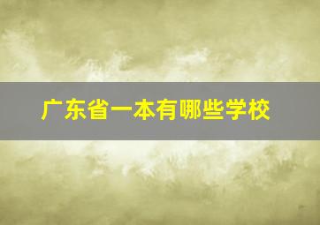 广东省一本有哪些学校