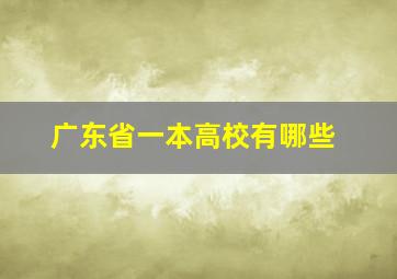 广东省一本高校有哪些