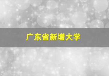 广东省新增大学