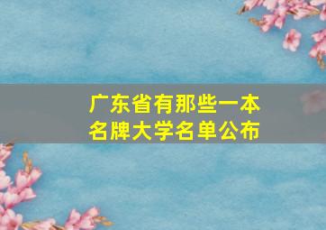 广东省有那些一本名牌大学名单公布