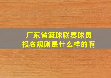 广东省篮球联赛球员报名规则是什么样的啊