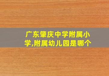 广东肇庆中学附属小学,附属幼儿园是哪个