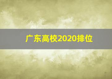 广东高校2020排位