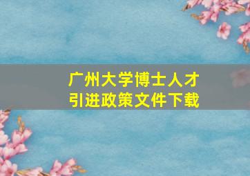 广州大学博士人才引进政策文件下载