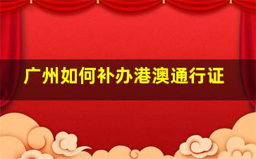 广州如何补办港澳通行证