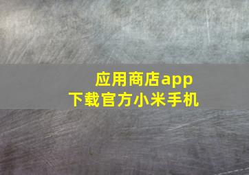 应用商店app下载官方小米手机