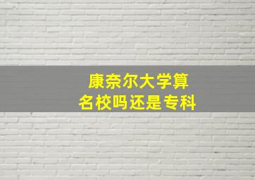 康奈尔大学算名校吗还是专科