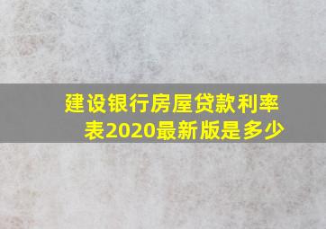 建设银行房屋贷款利率表2020最新版是多少